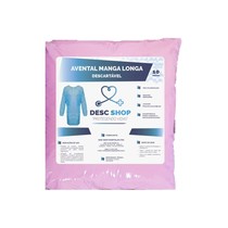Avental Descartável Manga Longa 40Gr Rosa 10Unid. - Desc Shop