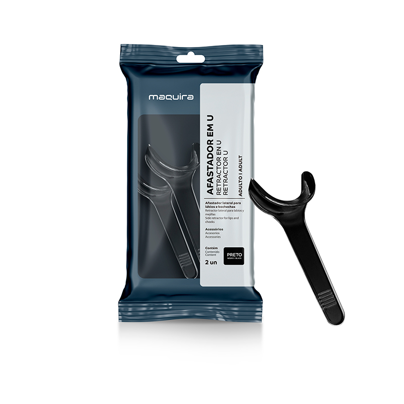 Afastador Labial Lateral Adulto Preto Formato U - Maquira