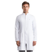 Jaleco Masculino Manga Longa com Zíper Elegance Slim Branco M - Dra. Cherie