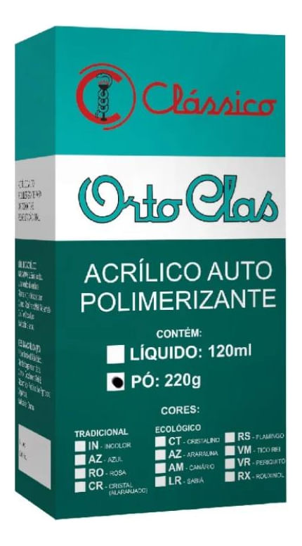 Acrilico Ortodôntico Orto-Class Ecológico 220g - Clássico