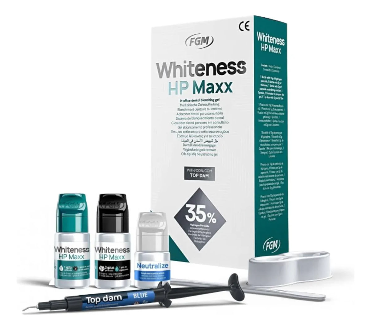 Clareador Whiteness HP Maxx 35% com Top Dam 3 Pacientes - FGM
