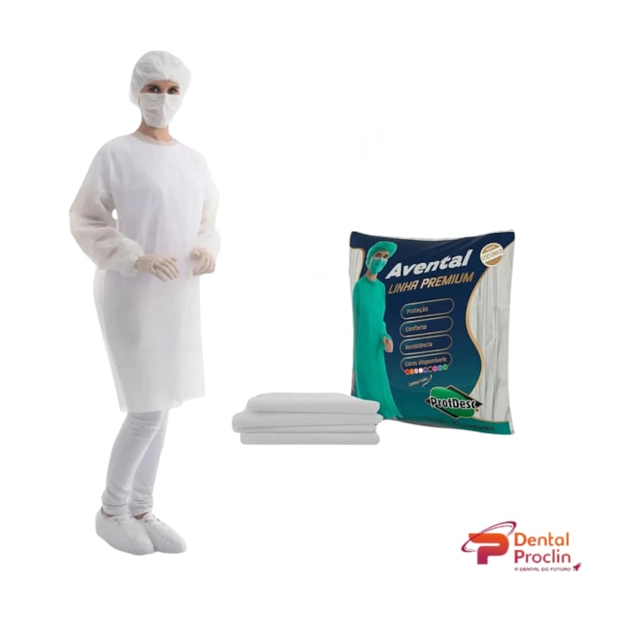 Avental Descartável Manga Longa Branco - Protdesc