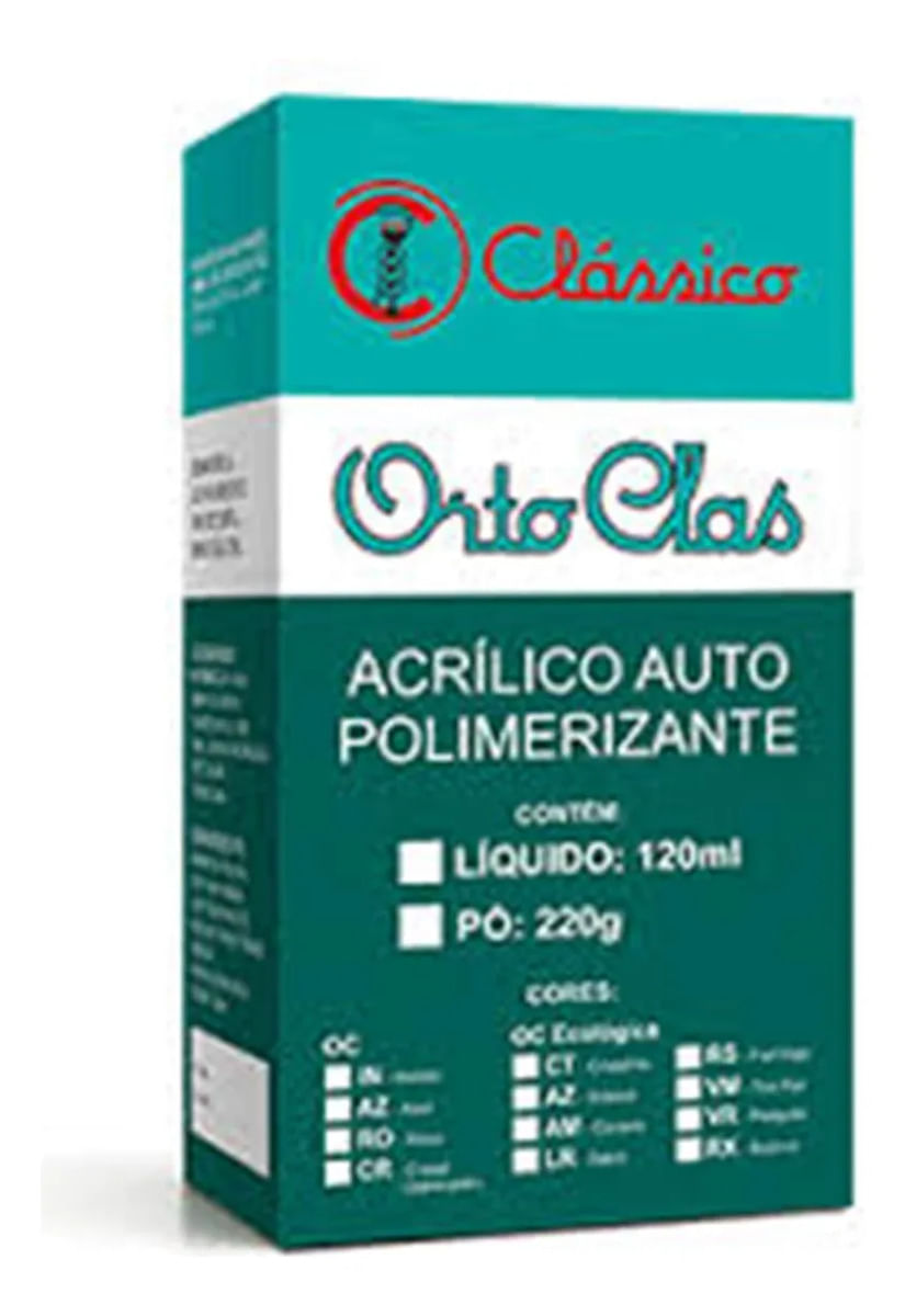 Resina Acrílica Auto Polimerizante Orto Clas Pó 220g - Clássico