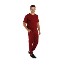 Pijama Scrub Cirúrgico Masculino Gabardine Manga Curta Students Plus Size Vinho P - Funwork
