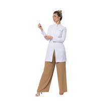 Jaleco Feminino Manga Longa com Zíper Heloisa Branco P - Dana Jalecos