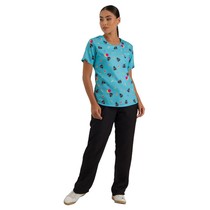 Blusa Scrub Feminina Gabardine Gola Redonda Manga Curta Chococat PP - Funwork