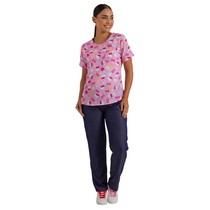 Pijama Scrub Cirúrgico Feminino Gabardine Manga Curta Hello Kitty Jelly Vinho M - Funwork