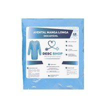 Avental Descartável Manga Longa 40Gr Azul Claro 10Unid. - Desc Shop