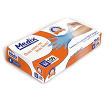 Luva Nitrílica para Procedimento sem Pó Azul M 100unid. - Medix