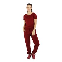 Pijama Scrub Cirúrgico Feminino Gabardine Manga Curta Students Vinho G - Funwork