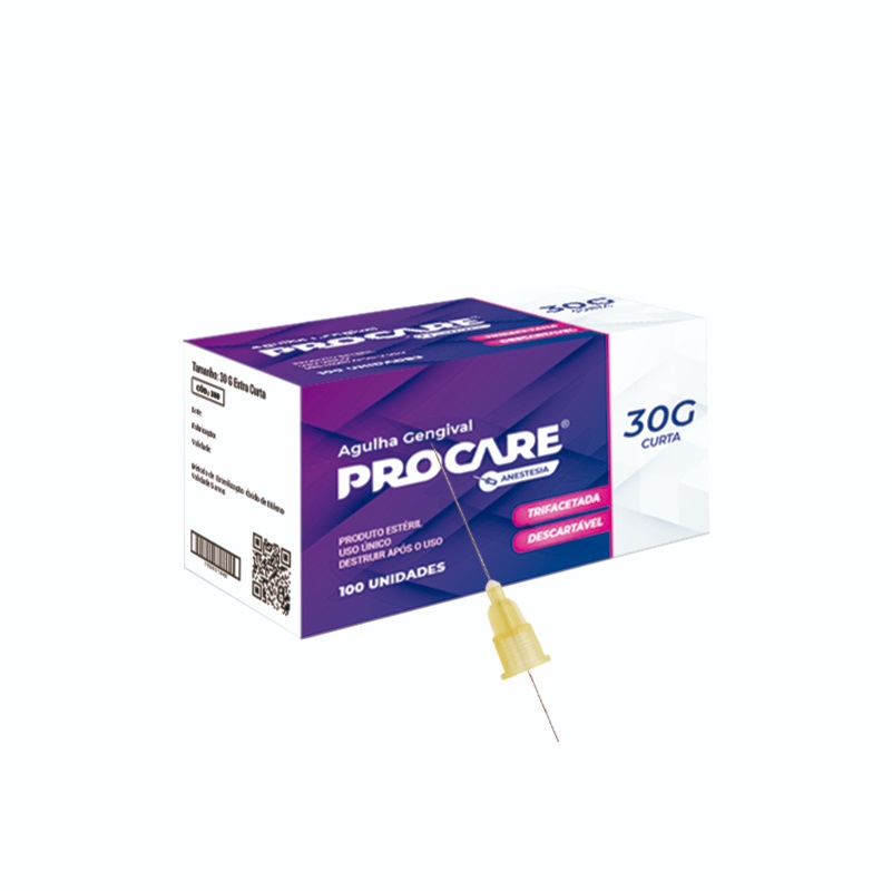 Agulha Gengival 30G 22mm Curta 100unid. - Procare