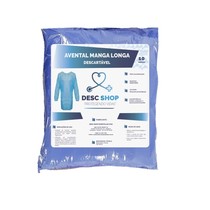 Avental Descartável Manga Longa 40Gr Azul Marinho 10Unid. - Desc Shop
