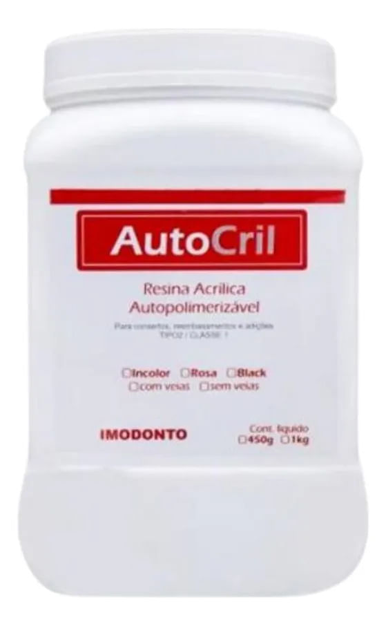 Resina Acrílica Autopolimerizável Autocril Pó 1 kg - Imodonto