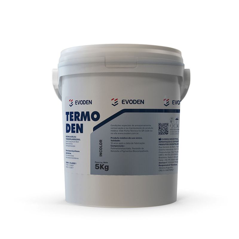 Resina Acrílica Termopolimerizável Híbrida Termoden Pó Rosa Escuro com Veias 5 kg - Evoden