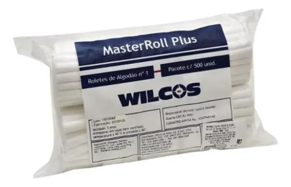 Algodão Rolete Dental N°1 C/500un Master Roll Plus - Wilcos